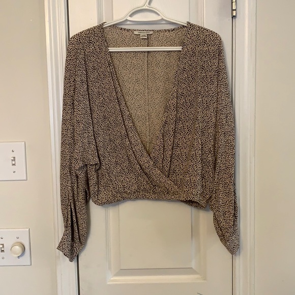 American Eagle Outfitters Tops - animal print cropped long sleeve